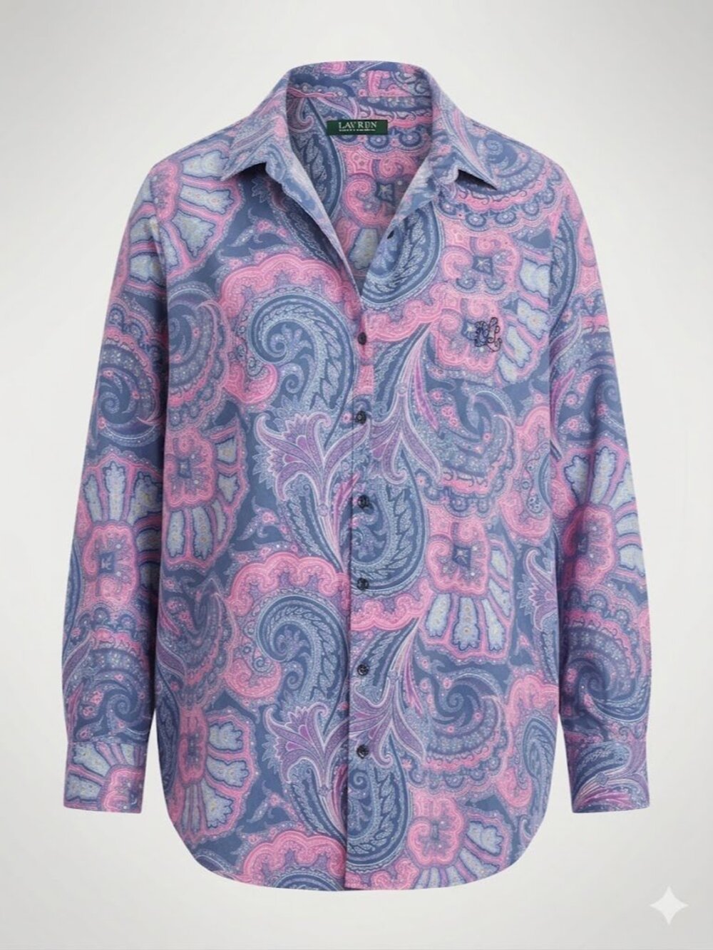 Lauren Ralph Lauren Pink & Navy Paisley Cotton Button-Front